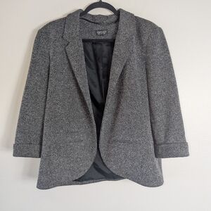 12 Topshop Black & White Open Front Cuffed Sleeve Jacket